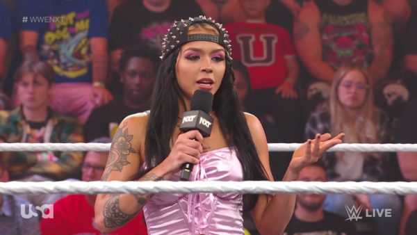 Cora Jade trên WWE NXT ngày 11 tháng 4 năm 2023